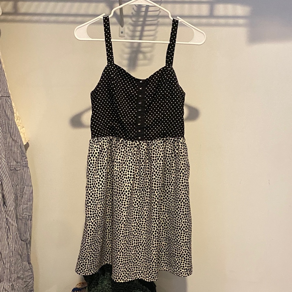 Xhilaration Black and White Polka Dot Dress